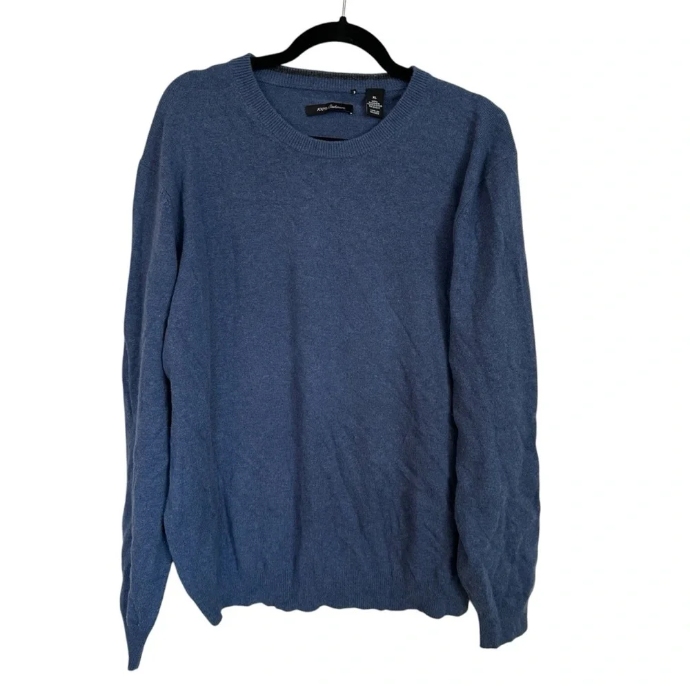 Men’s Long Sleeve Navy Blue 100% Cashmere Ribbed Crewneck Sweater Size XL GUC